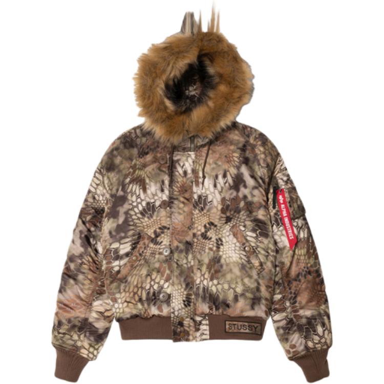 Stüssy ALPHA Snake Pattern Hooded Retro Jacket Unisex SUSJK115723ML