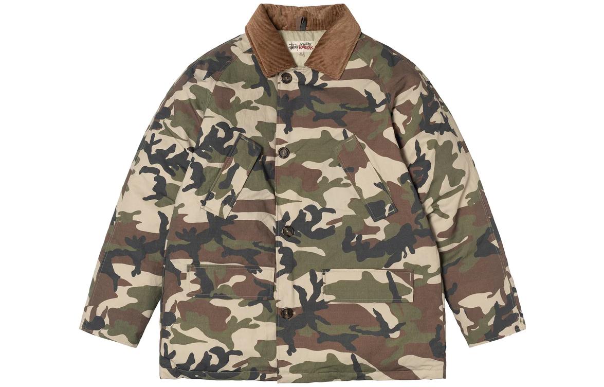 Stüssy Denim Tears Camo Print Collared Retro Jacket FW22 Unisex Green 315296