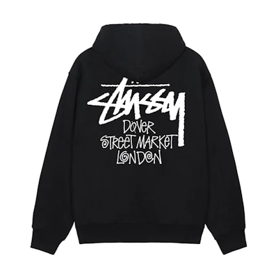 Stüssy DSM FW23 Black Zip Hoodie Retro Unisex Logo Print 3973818-BLAC