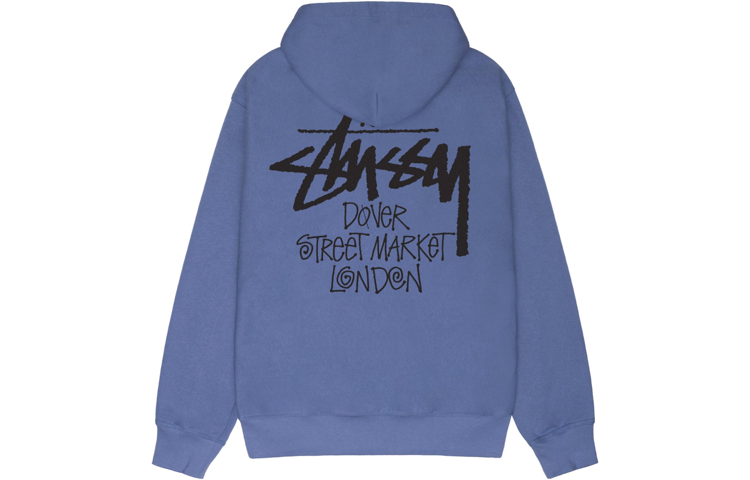 Stüssy DSM FW23 DSM London Blue Logo Zip Hoodie Unisex Retro Style 3973818-STRM