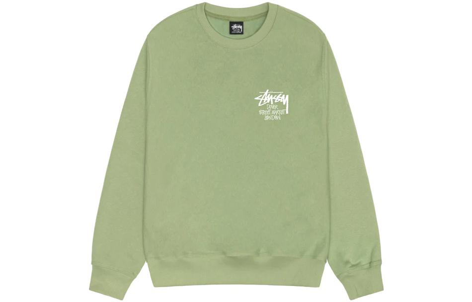 Stüssy DSM FW23 Green Logo Print Vintage Crewneck Sweatshirt Unisex 3913818-OLIV