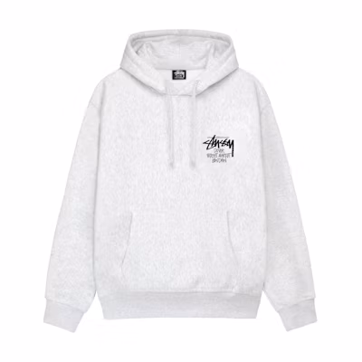 Stüssy DSM FW23 Grey Logo Print Pocket Hoodie Unisex Vintage Style 3923818-ASHH