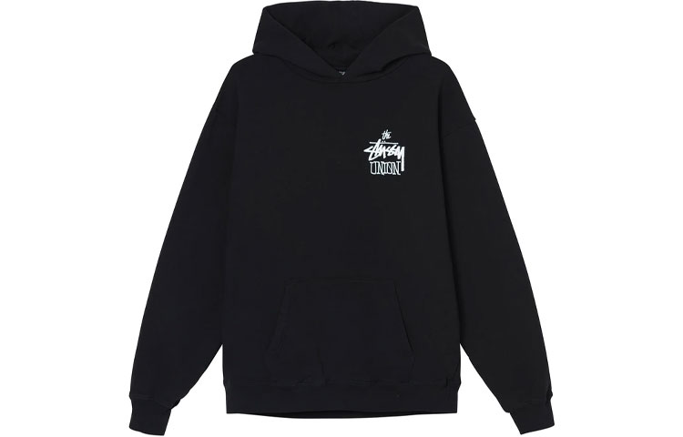 Stüssy Union Logo Print Retro Hoodie Black - Vintage Style 3923694