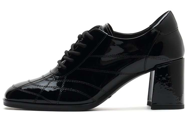 Staccato Academy 'Retro French Lace-Up Mid-Top Wedding Heels - Black' SZPEBW05DU1CM1