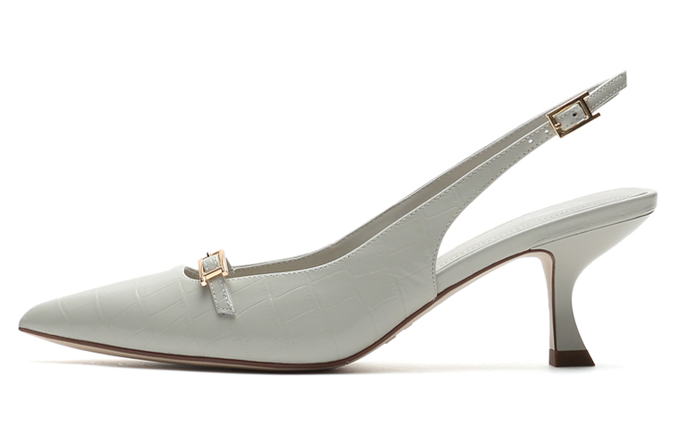 Staccato Crocodile Print Pointed Toe High Heels 'White'