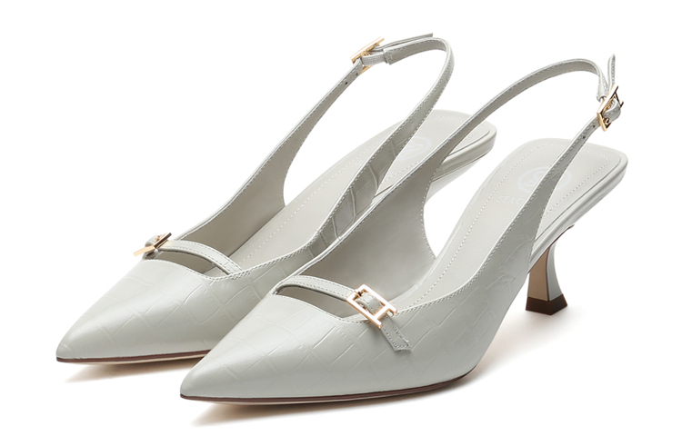 Staccato Crocodile Print Pointed Toe High Heels 'White' 圖 3