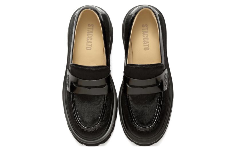 Shop Staccato Retro Chunky Slip-On Loafers '5.5cm Unisex Essential Black' H8335CA3