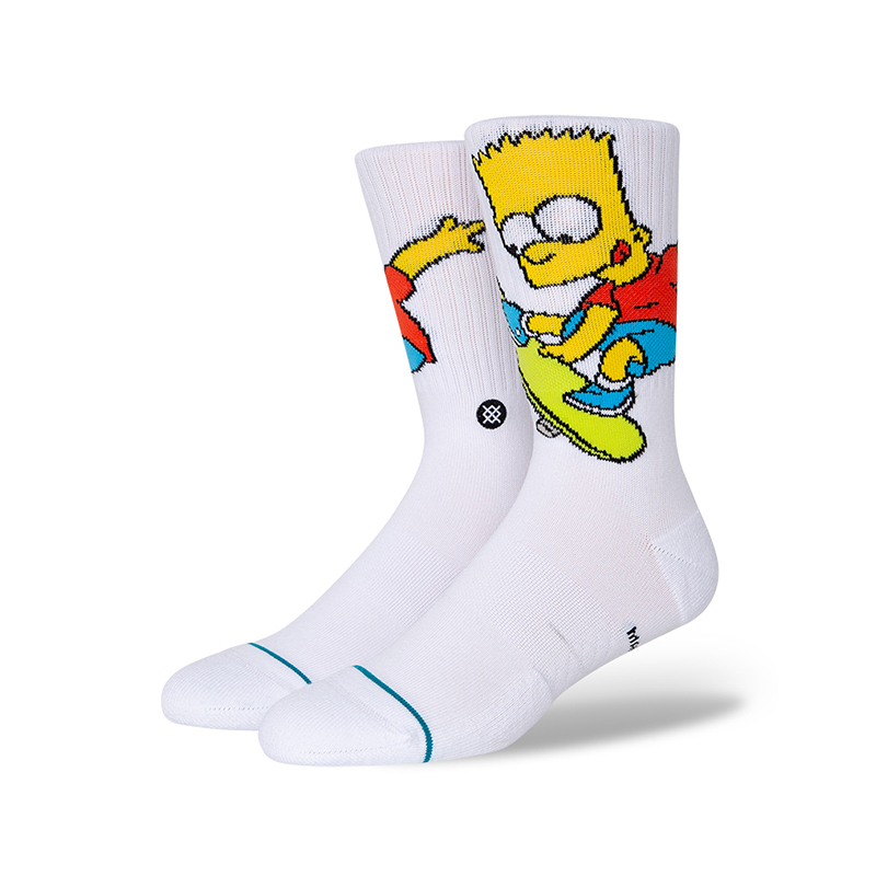 Stance x The Simpsons Collab Cartoon Pattern Breathable Crew Socks Unisex Pack. A556A22BAR-WHT