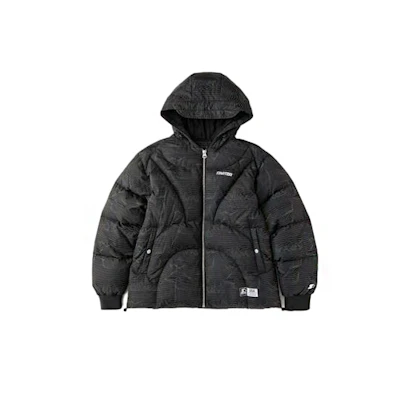 STARTER Black Hooded Zip-Up Long Sleeve Cotton Jacket STH4C3303M