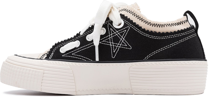 STARTER 星星刺繡 美式復古拼接系帶低幫厚底帆布鞋 黑色 Buy STARTER 星星刺繡 美式復古拼接系帶低幫厚底帆布鞋 黑色