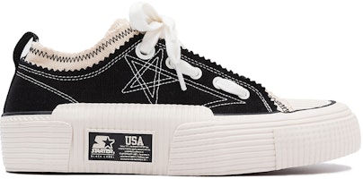 STARTER 星星刺繡 美式復古拼接系帶低幫厚底帆布鞋 黑色 Order STARTER 星星刺繡 美式復古拼接系帶低幫厚底帆布鞋 黑色