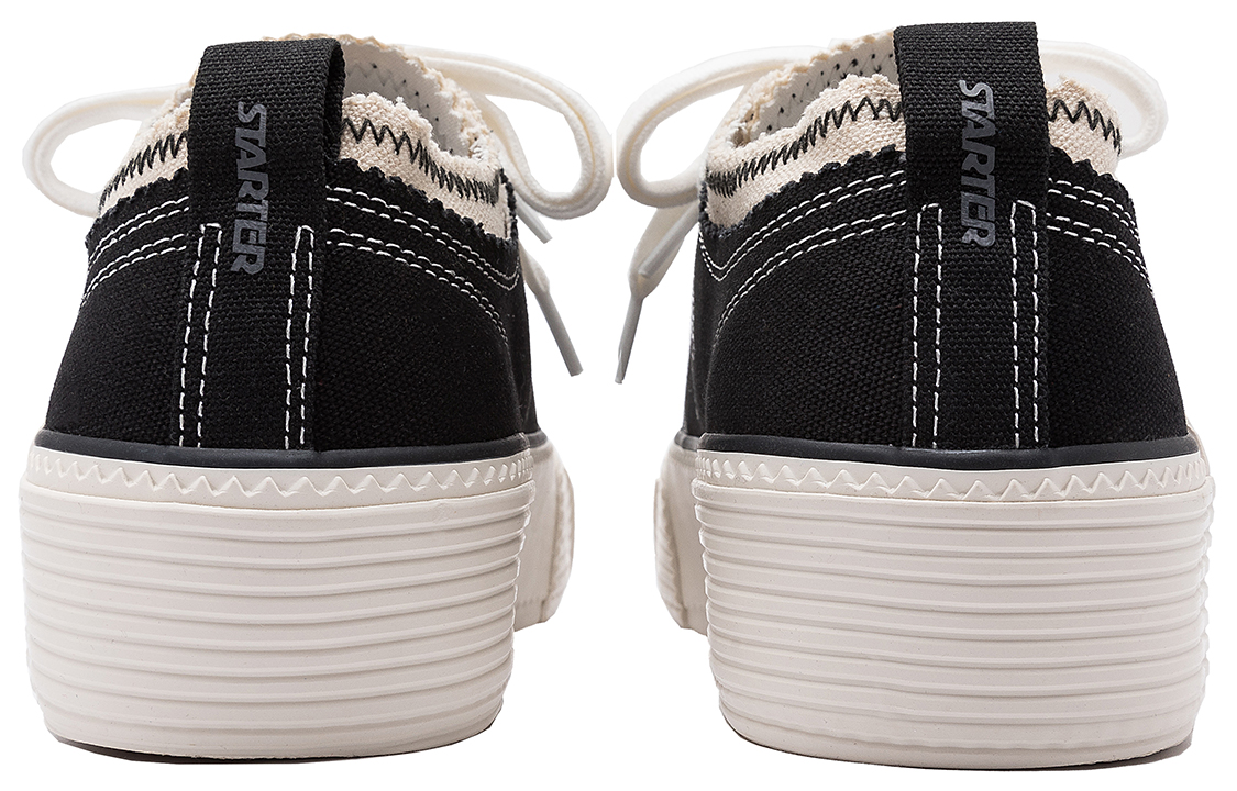 Purchase STARTER 星星刺繡 美式復古拼接系帶低幫厚底帆布鞋 黑色