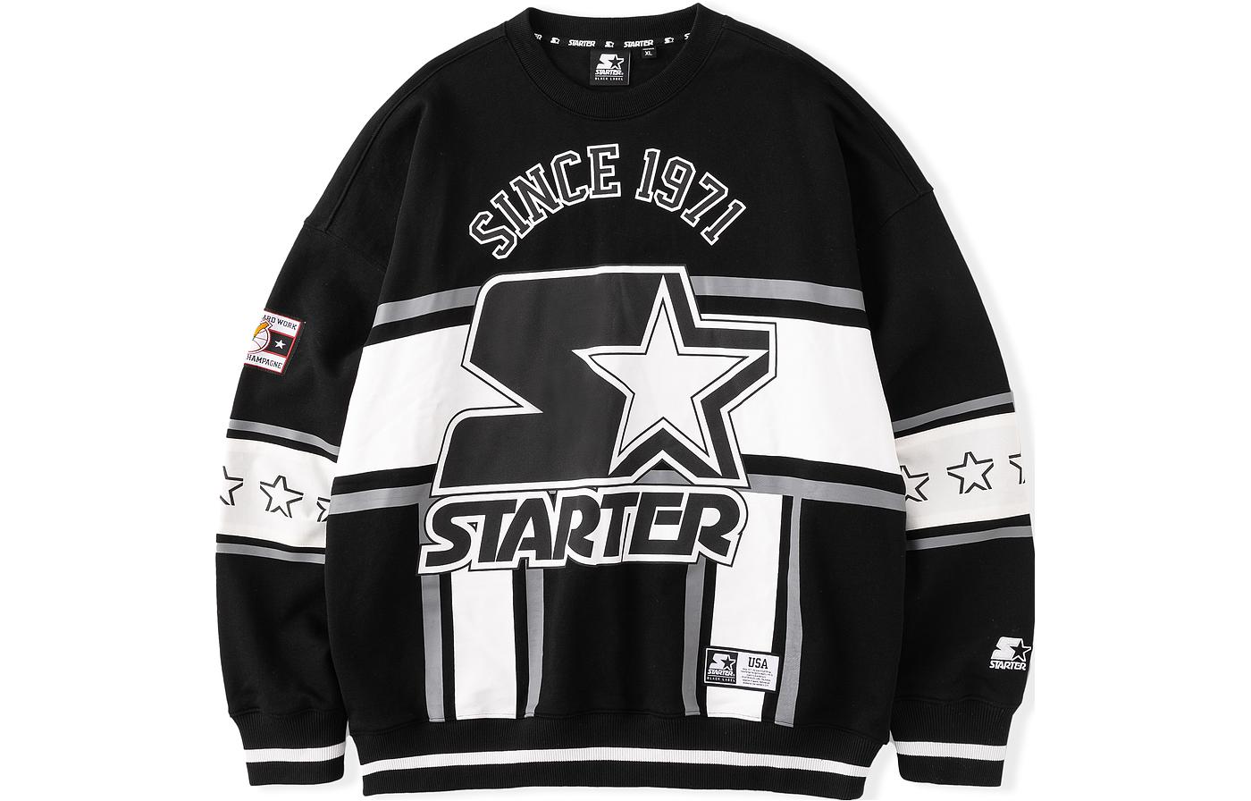 Order STARTER Retro Hitam Pullover Sweatshirt dengan Cetak Logo Bintang. STH4C1202