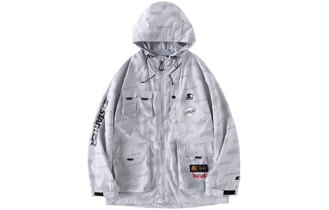 STARTER All-Over Print Multi-Pocket Hoodie Jacket Unisex High-Level Gray STH2C1008M-GY14
