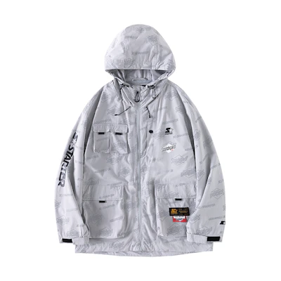 STARTER All-Over Print Multi-Pocket Hoodie Jacket Unisex High-Level Gray STH2C1008M-GY14