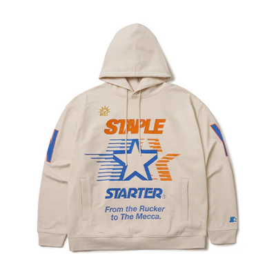 STARTER Big Logo Embroidered Pullover Hoodie Unisex Birch White SA34HD102U