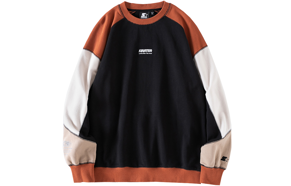 STARTER Black Color-Block Letter Print Long Sleeve Sweatshirt STG4C1210M-BK01