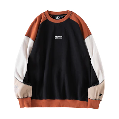 STARTER Black Color-Block Letter Print Long Sleeve Sweatshirt STG4C1210M-BK01