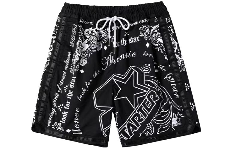 STARTER Black Unisex Star Logo Casual Shorts 5-Inch Versatile Design. STH2C3619M