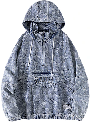 STARTER Camo Print Half-Button Denim Hoodie Unisex Denim Blue STG3C5903M-BL06 Buy STARTER Camo Print Half-Button Denim Hoodie Unisex Denim Blue STG3C5903M-BL06