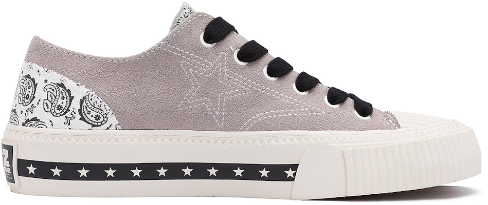 STARTER 星星鞋 刺繡美式復古拼接綁帶低幫厚底帆布鞋 淺灰色 Order STARTER 星星鞋 刺繡美式復古拼接綁帶低幫厚底帆布鞋 淺灰色