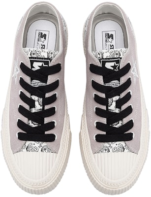 STARTER 星星鞋 刺繡美式復古拼接綁帶低幫厚底帆布鞋 淺灰色 Lookbook STARTER 星星鞋 刺繡美式復古拼接綁帶低幫厚底帆布鞋 淺灰色