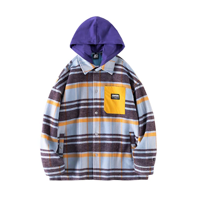 STARTER Checkered Patchwork Detachable Hood Jacket Unisex Blue STG4C1015M-BL03
