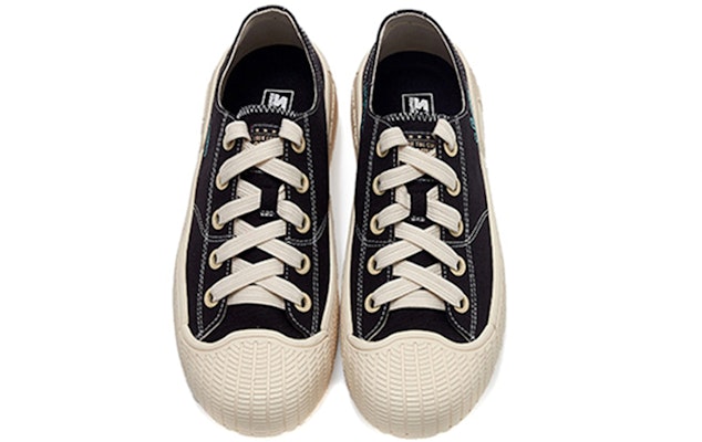 STARTER 美式學院經典復古潮流厚底低幫帆布鞋 黑色 Shop STARTER 美式學院經典復古潮流厚底低幫帆布鞋 黑色