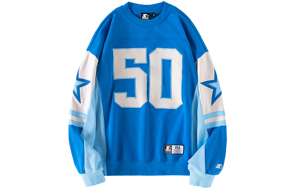 STARTER Colorblock Star Embroidered Unisex Sweatshirt Blue STG4C1208M-BU08