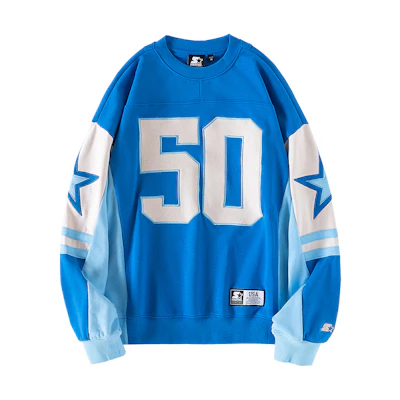 STARTER Colorblock Star Embroidered Unisex Sweatshirt Blue STG4C1208M-BU08