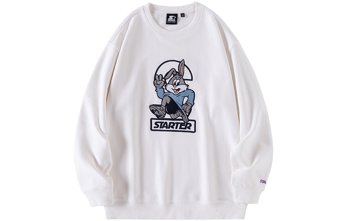 STARTER Embroidered Bunny Logo Unisex Sweatshirt White STG4C1202F-WH01