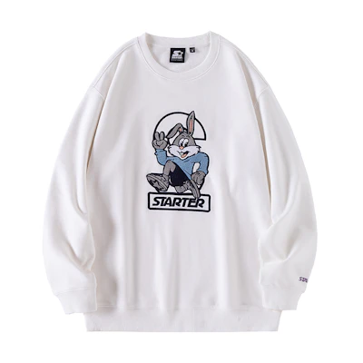 STARTER Embroidered Bunny Logo Unisex Sweatshirt White STG4C1202F-WH01