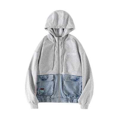 STARTER Fleece Hoodie Jacket with Large Pockets - Light Heather Gray Unisex STH1C5909M-GY18