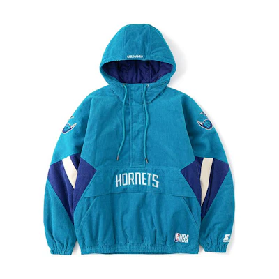 STARTER Letter Embroidery Thick Hooded Jacket Unisex - Bee Blue. STH4C2798M