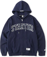 STARTER Letter Print Loose Fit Zipper Hoodie Unisex Dark Blue STH4C0601M-NV03 STARTER Letter Print Loose Fit Zipper Hoodie Unisex Dark Blue STH4C0601M-NV03