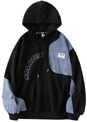 STARTER Letter Print Patchwork Drawstring Hoodie Unisex Black STG4C1216M-BK01 Buy STARTER Letter Print Patchwork Drawstring Hoodie Unisex Black STG4C1216M-BK01