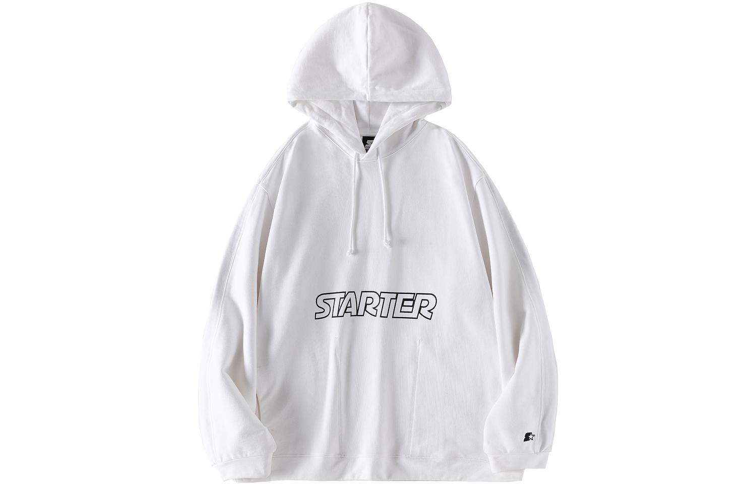 STARTER Letter Printed Hoodie Unisex White Pullover Sweatshirt STH1C0819-WH01