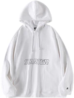 STARTER Letter Printed Hoodie Unisex White Pullover Sweatshirt STH1C0819-WH01 STARTER Letter Printed Hoodie Unisex White Pullover Sweatshirt STH1C0819-WH01