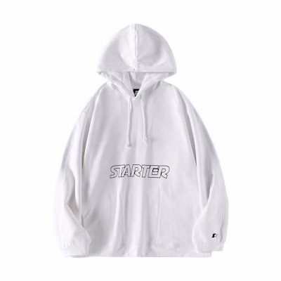STARTER Letter Printed Hoodie Unisex White Pullover Sweatshirt STH1C0819-WH01