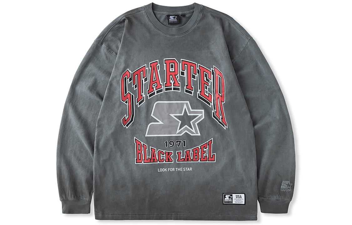 STARTER Logo Print Crewneck Pullover Sweatshirt Unisex Grey STH4C1392M-GY02