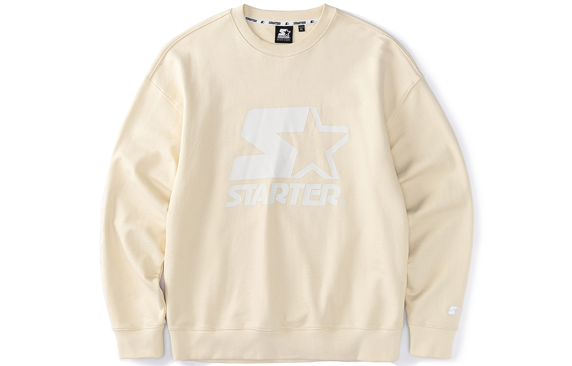 STARTER Logo Print Crewneck Sweatshirt Unisex Birch White STH3C1218M