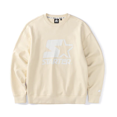 STARTER Logo Print Crewneck Sweatshirt Unisex Birch White STH3C1218M