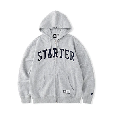 STARTER Logo Print Loose Fit Zip Hoodie Unisex Light Heather Gray STH4C0601M-MG02