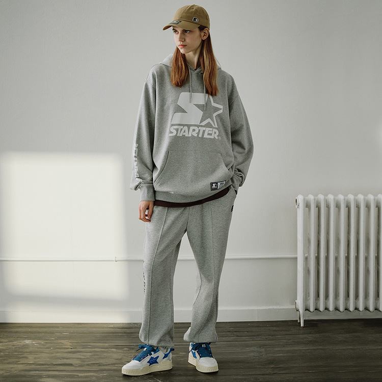 Sizing Sudadera con Capucha Unisex STARTER Logo Gris Claro. STH3C0812M