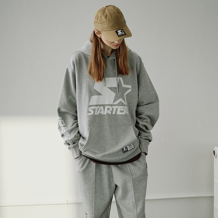 Cheap Sudadera con Capucha Unisex STARTER Logo Gris Claro. STH3C0812M