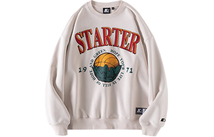 STARTER Lunar New Year Cartoon Letter Crewneck Sweatshirt Birch White Unisex STH1C1207M-WH13