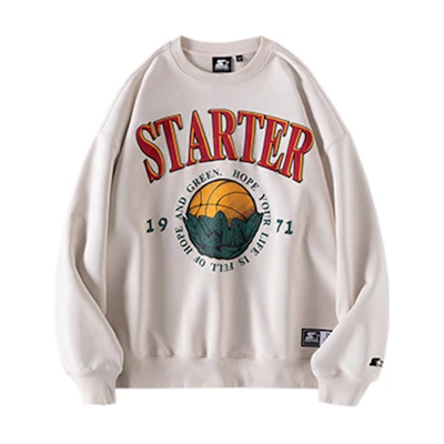 STARTER Lunar New Year Cartoon Letter Crewneck Sweatshirt Birch White Unisex STH1C1207M-WH13
