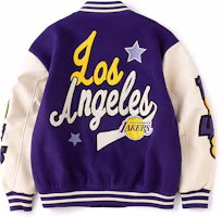 Lookbook STARTER NBA Lakers Retro Letter Patch Purple Varsity Jacket Unisex STH4C2895M-PU09