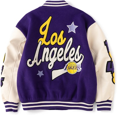 STARTER NBA Lakers Jaket Varsity Ungu Retro Patch Letter Unisex. STH4C2895M-PU09 Lookbook STARTER NBA Lakers Jaket Varsity Ungu Retro Patch Letter Unisex. STH4C2895M-PU09
