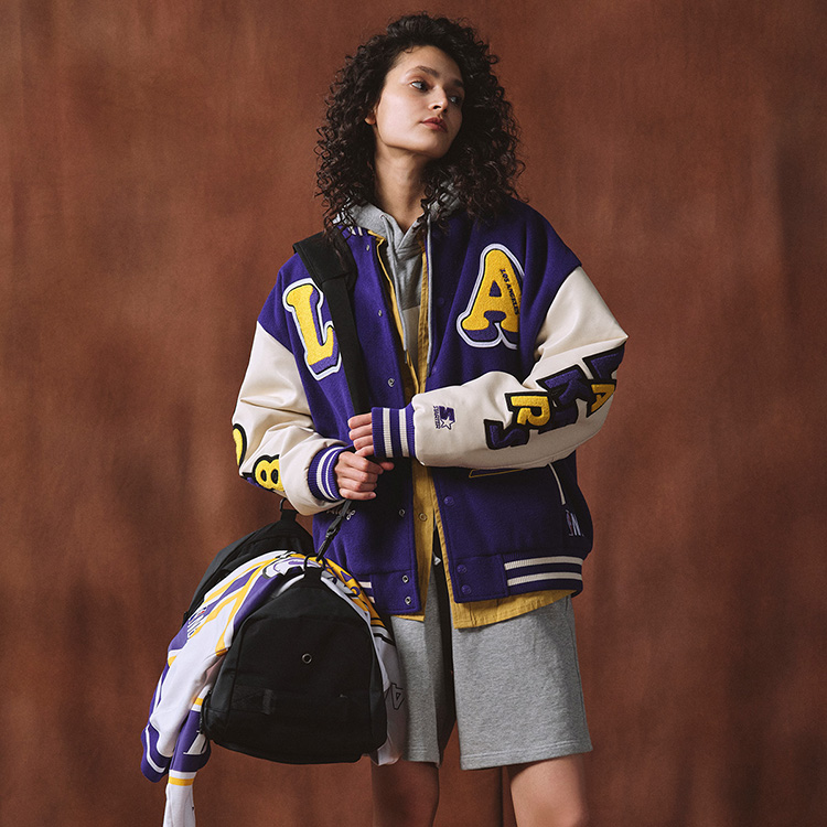 Purchase STARTER NBA Lakers Jaket Varsity Ungu Retro Patch Letter Unisex. STH4C2895M-PU09